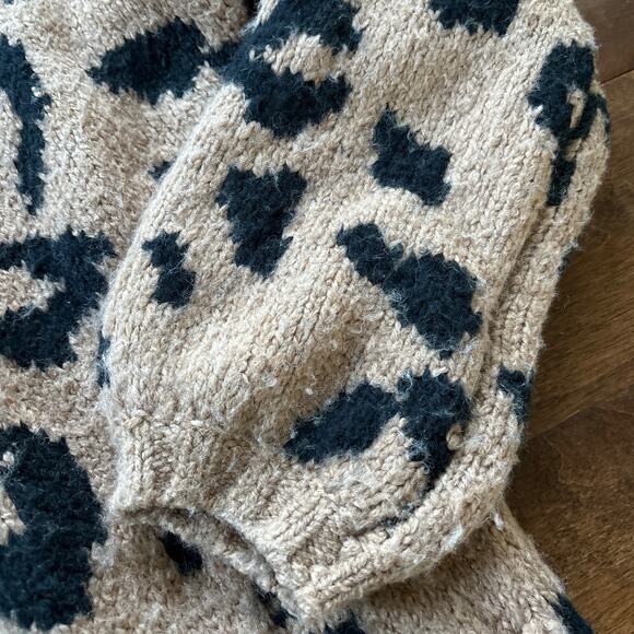 Abercrombie Women's Small Chunky Sweater Cardigan Animal Print Soft Wool Blend - Picture 4 of 10